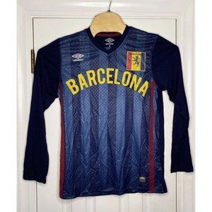 Umbro Mens Barcelona Soccer Long Sleeve‎ Jersey Shirt Blue Red Yellow Small